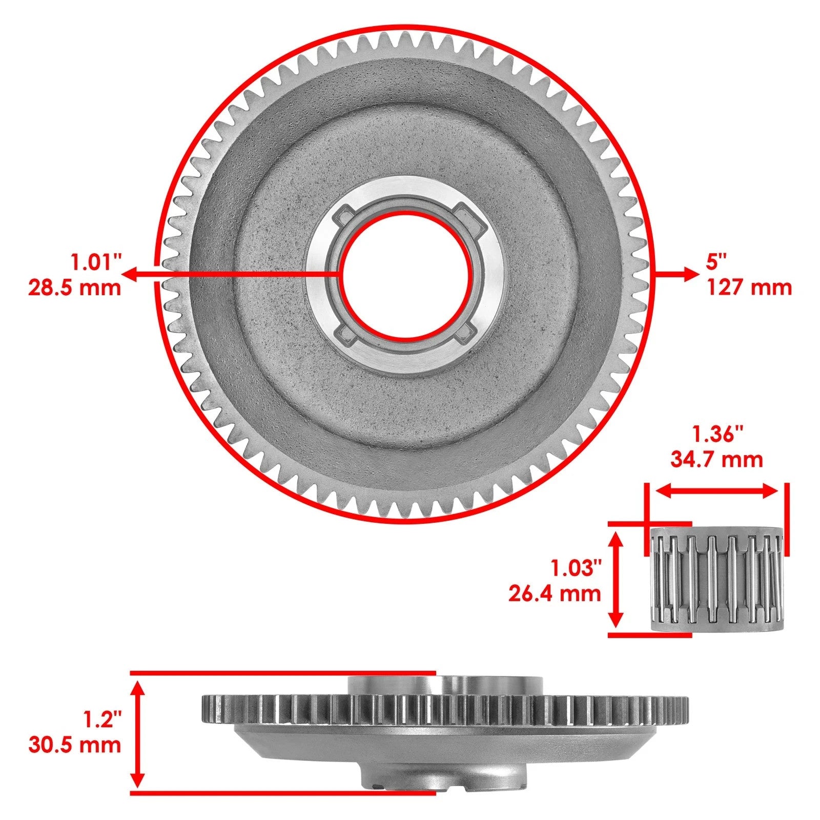 Starter Clutch One Way Bearing Idler Gear for Honda TRX350 Fourtrax 350 1986-87