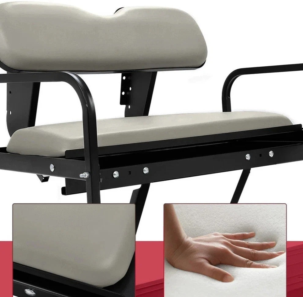 For Yamaha G14 G16 G19 G22 Golf Cart Rear Flip Seat Kit Steel Off-White Cushion