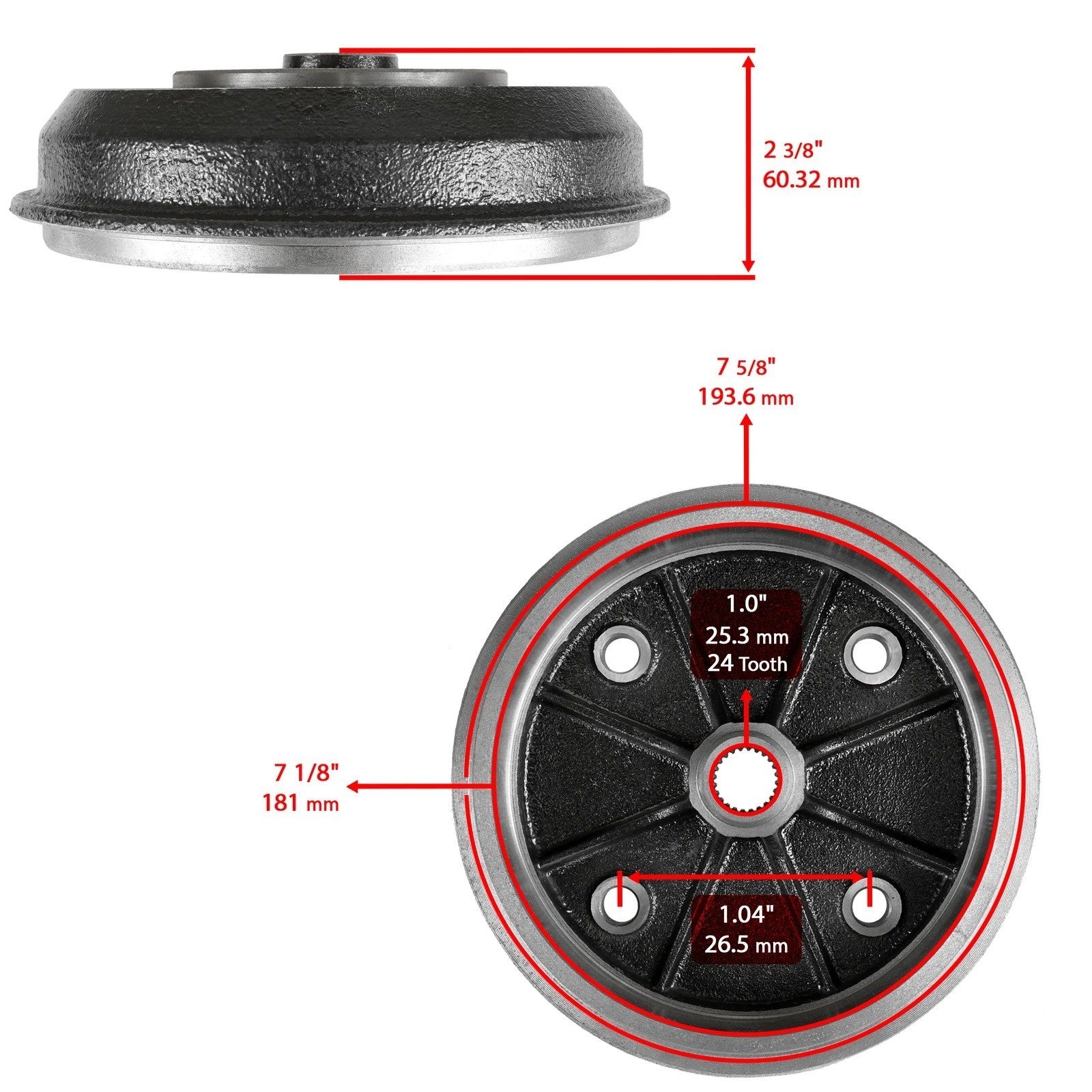 Front Brake Drum Hub W/ Bearing Bolt For Kawasaki Mule 2510 KAF950A Diesel 00-01