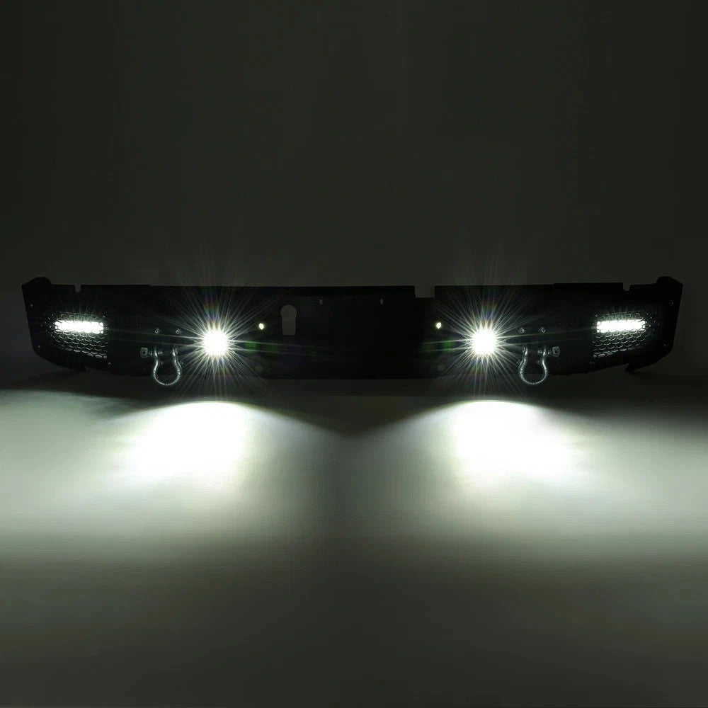 Rear Bumper For Dodge Ram 2500 3500 19-23 With Sensor Holes LED Light Steel