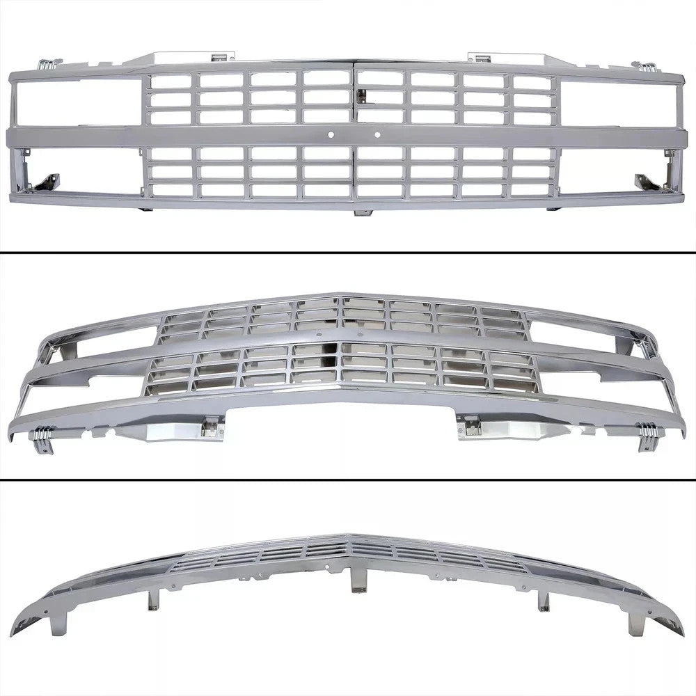 HECASA Chrome Grille For 1988-1993 Chevy Chevrolet C K 1500 2500 3500 Silverado
