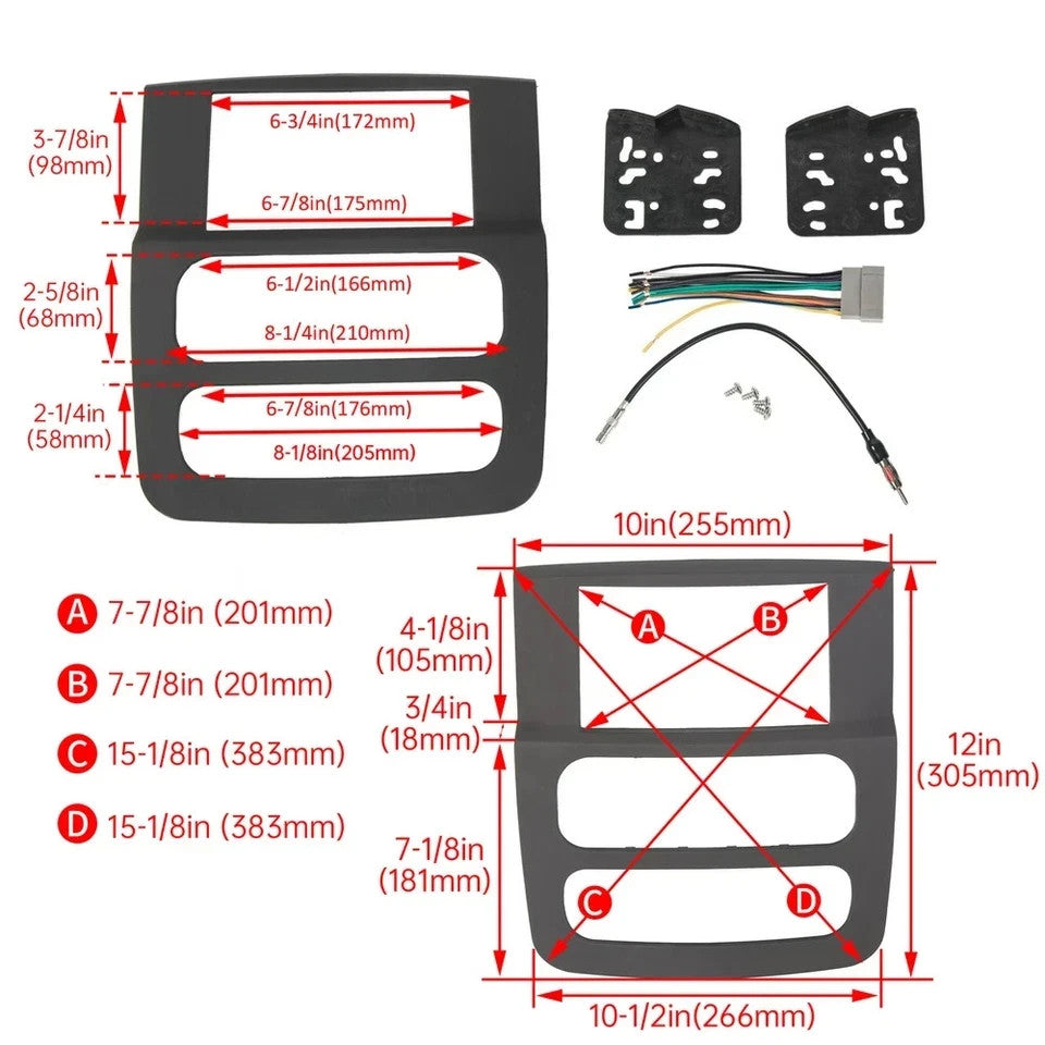 For 2002-2005 2003 Dodge Ram 1500 2500 3500 Radio Installation Bezel Dash Kit