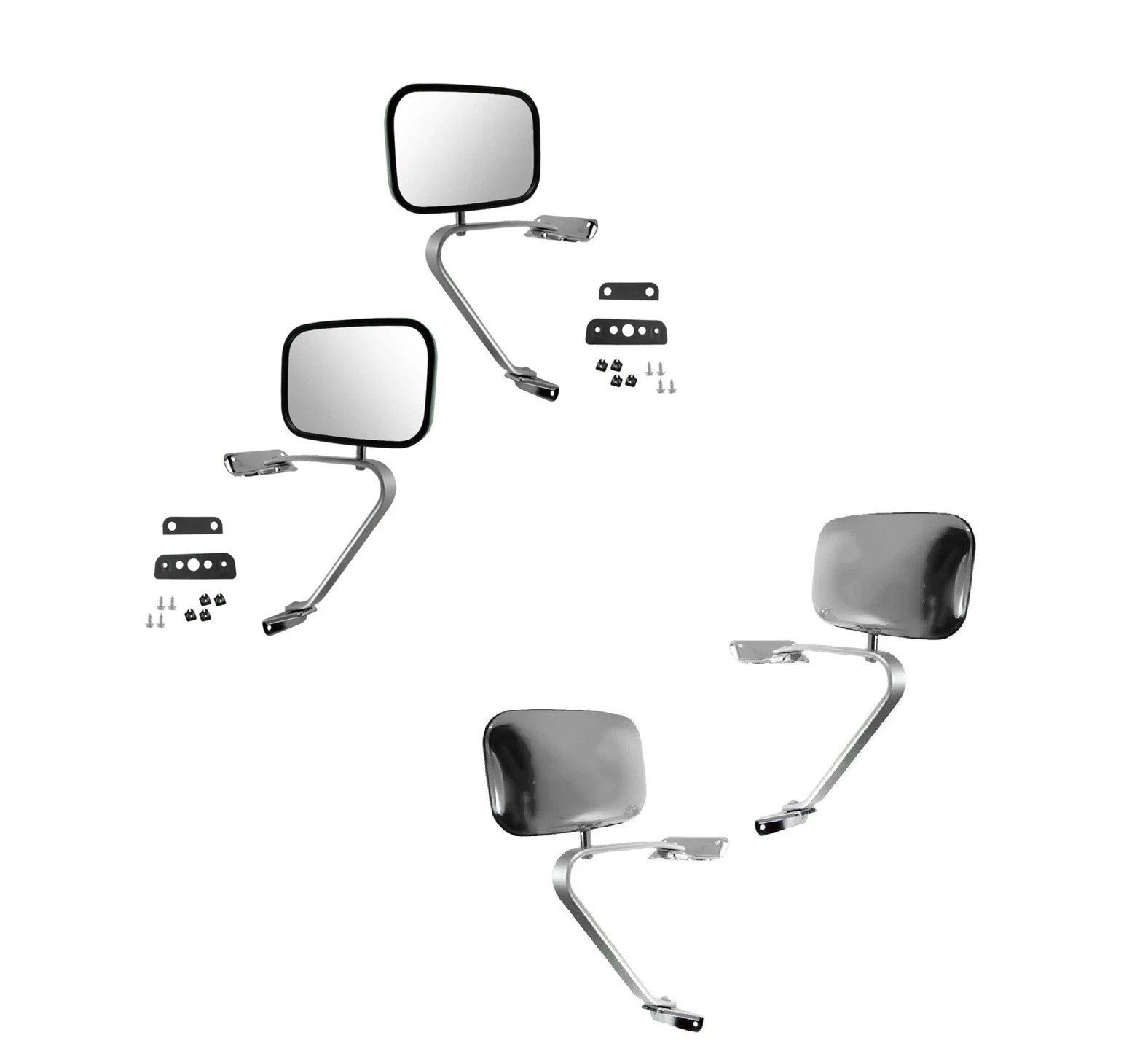 Side View Manual Mirrors Stainless Steel Pair Set for Ford F-Series Pickup Truck