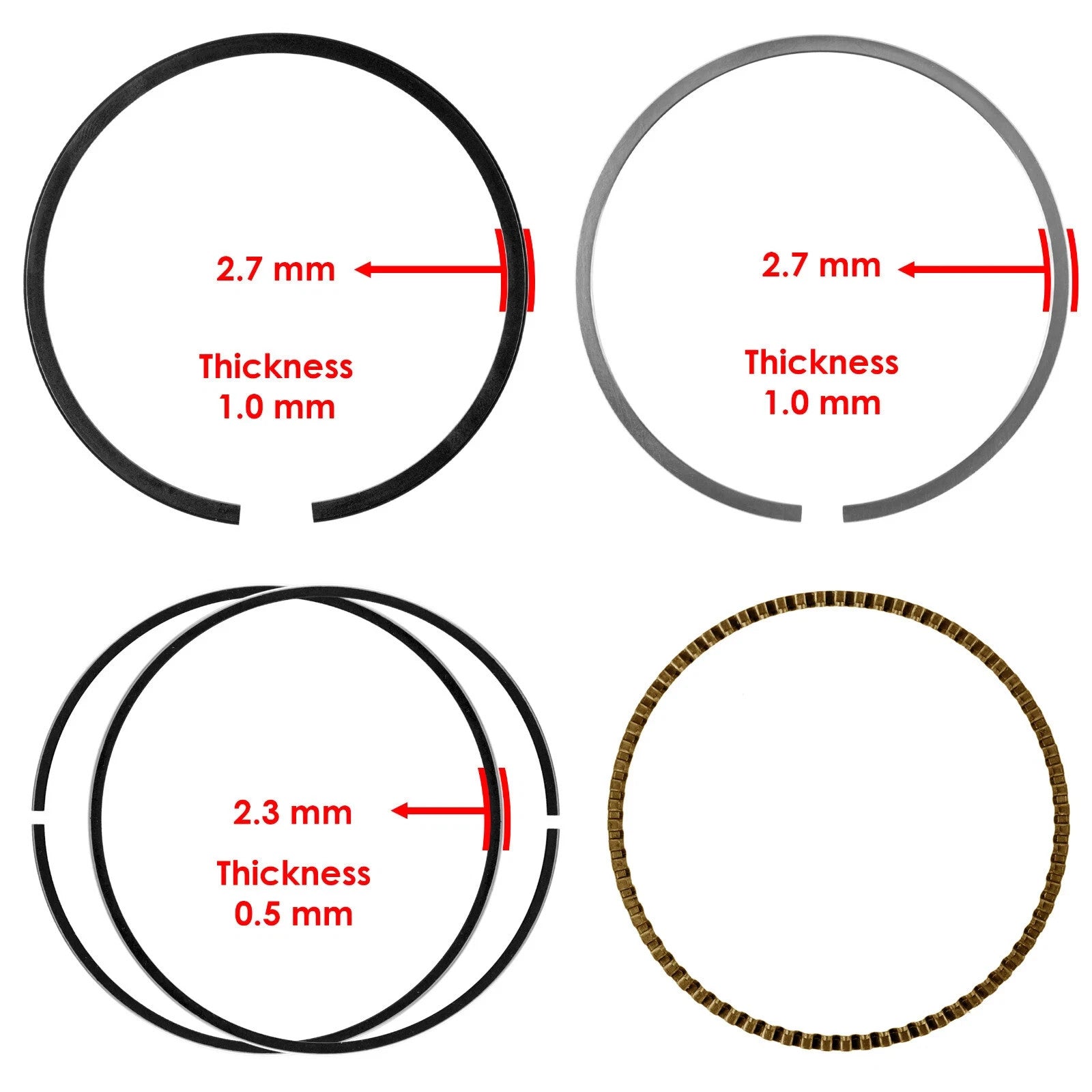 Cylinder Piston Ring For Honda TRX250TE TRX250 Te Recon 250 2X4 2002-19 Standard