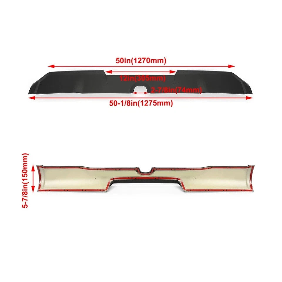 For 19-23 24 Dodge Ram 1500 Crew Cab Matte Black Roof Rear Cab Spoiler Wing 1PC