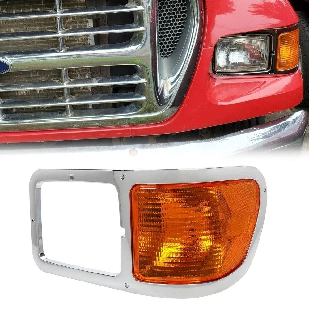 Left Headlight Bezel Trim+Corner Signal Light Lens For 2000-2015 FORD F650 F750