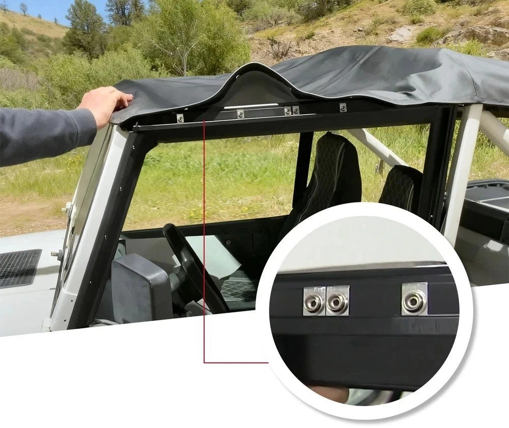 Convertible Soft Top FOR HALF DOORS Black 9870217 For 87-95 Jeep YJ Wrangler