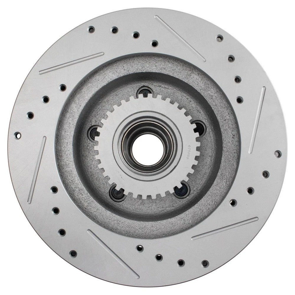 Front Performance Drilled Slotted & Coated Disc Brake Rotor Pair for GM