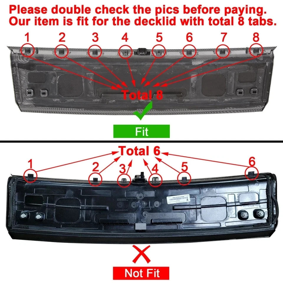 FOR 2015-2023 19 FORD MUSTANG CARBON FIBER LOOK TRUNK DECKLID PANEL TRIM COVER
