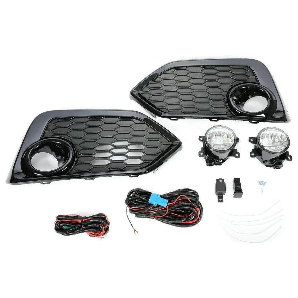 LED Fog Lights for 17-19 Honda Civic Hatchback Si Bezel Cover Wiring Switch Kits