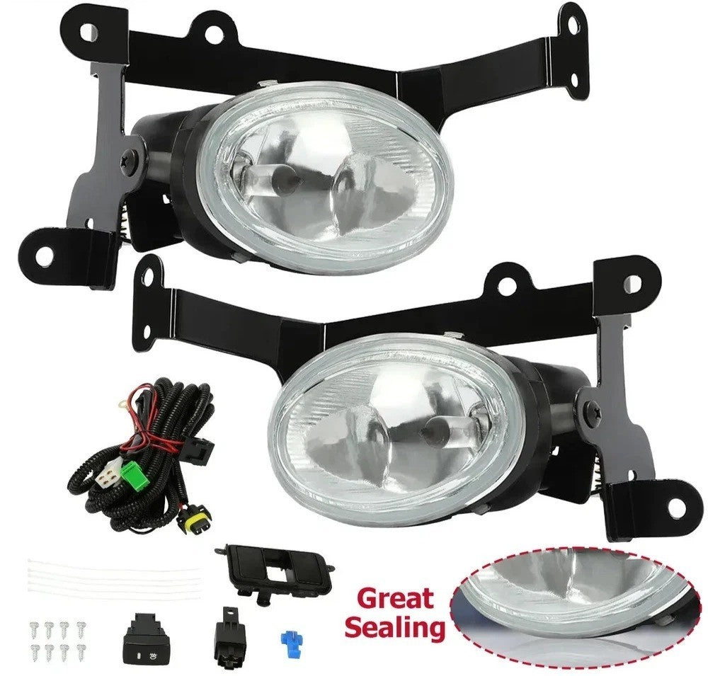 Pair Clear Lens Bumper Fog Light Lamp Assembly For Honda Civic 2-Door 2006-2008