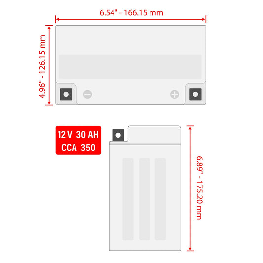 AGM Battery for Arctic Cat Prowler Hdx 700 4X4 2011-2015 / Hdx 700 Xt Se 2016