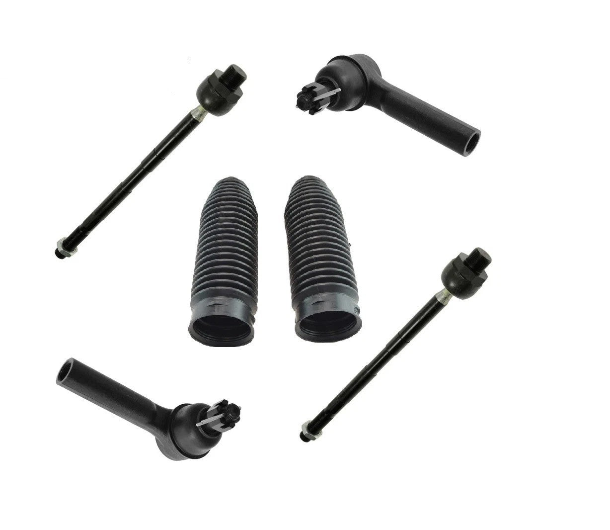 6 Piece Kit Inner Outer Tie Rod End & Rack Boot Bellow LH RH for Ram 2WD New