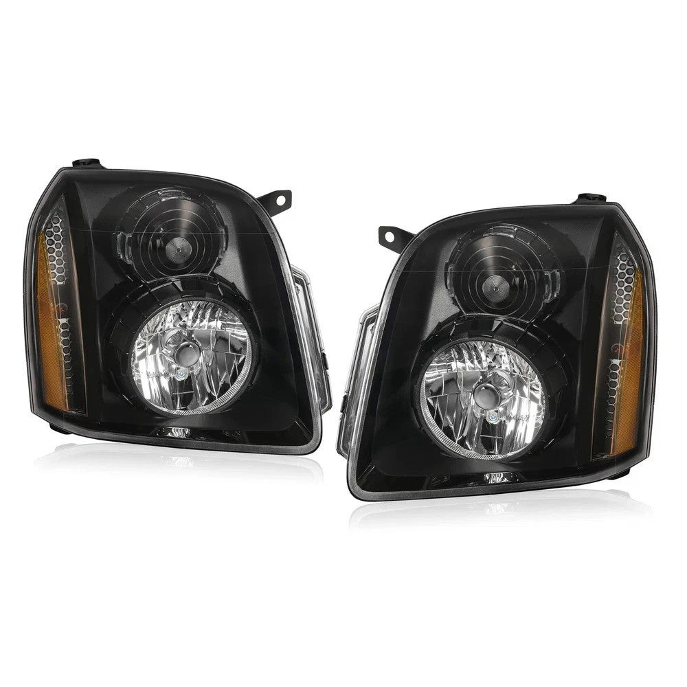 For GMC Yukon XL 1500 Denali 2007-2014 Black Housing Headlights Assembly LH+RH