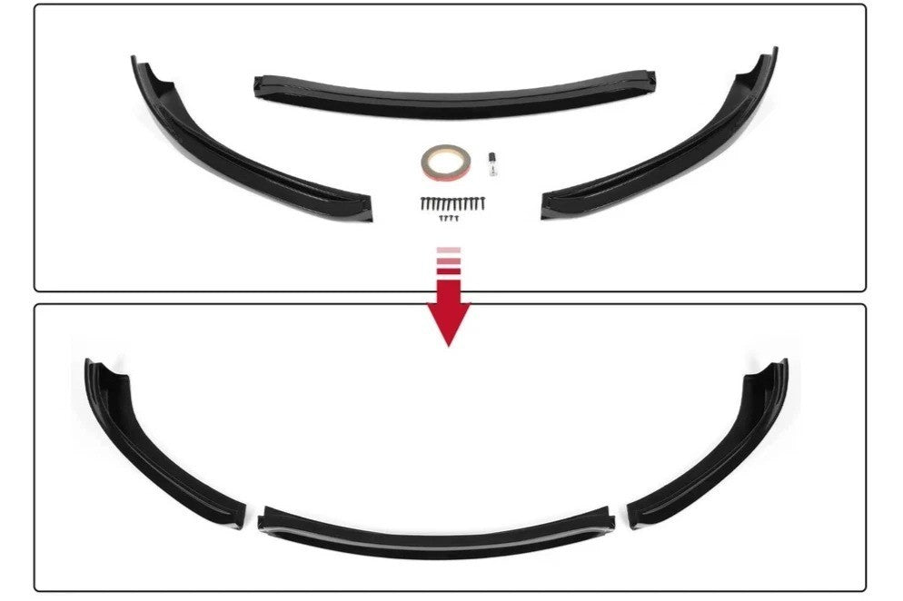Fits 12-16 2017 Tesla S Glossy Black Front Bumper Body Kits Lip Spoiler Splitter
