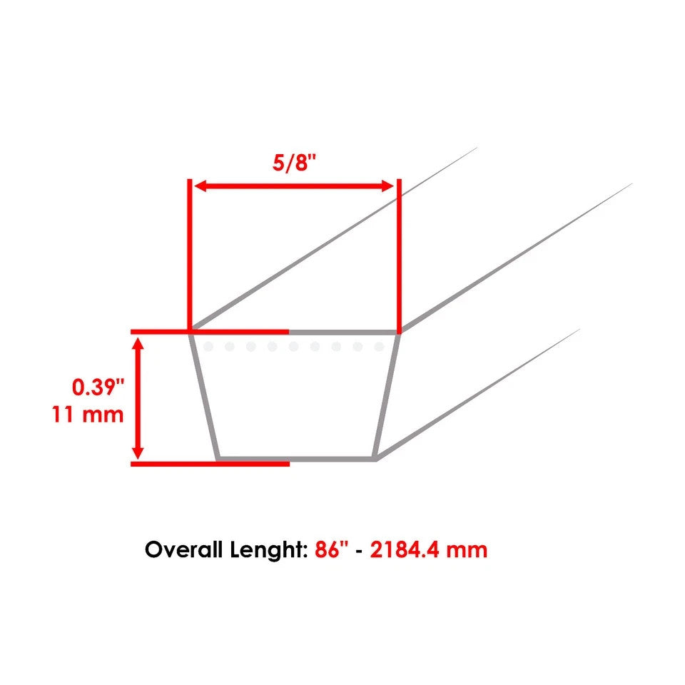 86 Inch 5/8" Thick Mower Deck Primary Belt for Husqvarna AYP 148763  532148763