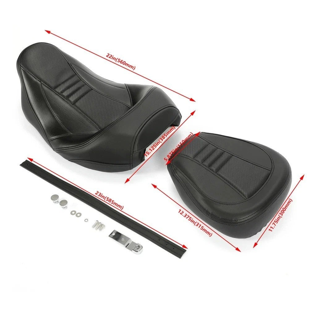 Low-Profile Driver Passenger 2-UP Seat For Harley Touring Road King 2009-2023