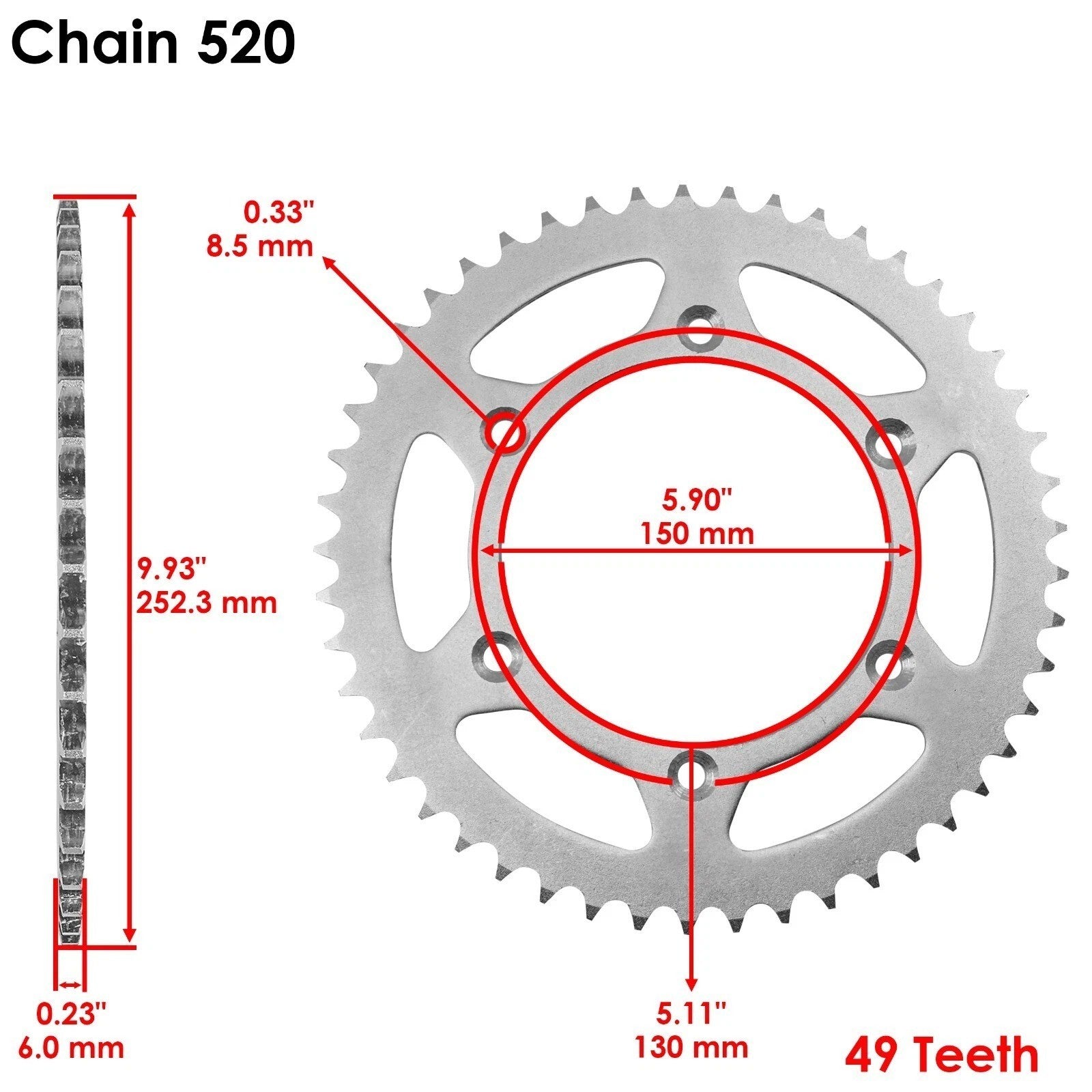 Drive Chain & Sprockets Kit for Yamaha YZ125 YZ 125 2002 2003 2004 Gold