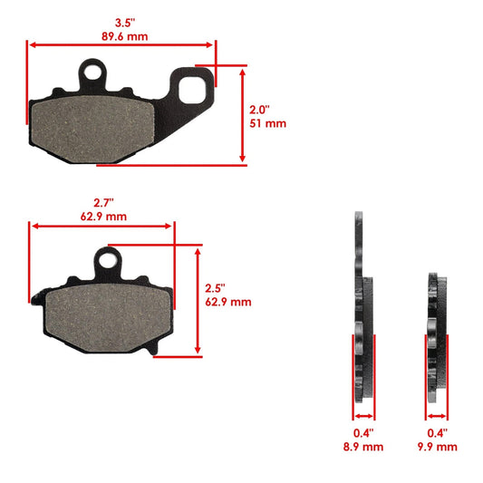 Caltric Front and Rear Brake Pads for Kawasaki ZX6R ZX-6R Ninja ZX600 2007-2012