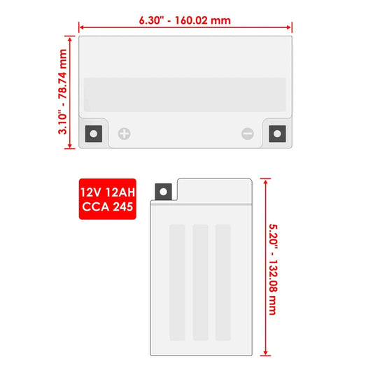 AGM Battery for Yamaha Grizzly 125 YFM125G 2004-2013