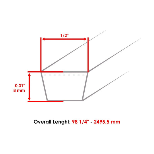 Caltric 07200116 7200116 34" Deck V Belt For Ariens Zoom 1634 Zero-Turn Mower