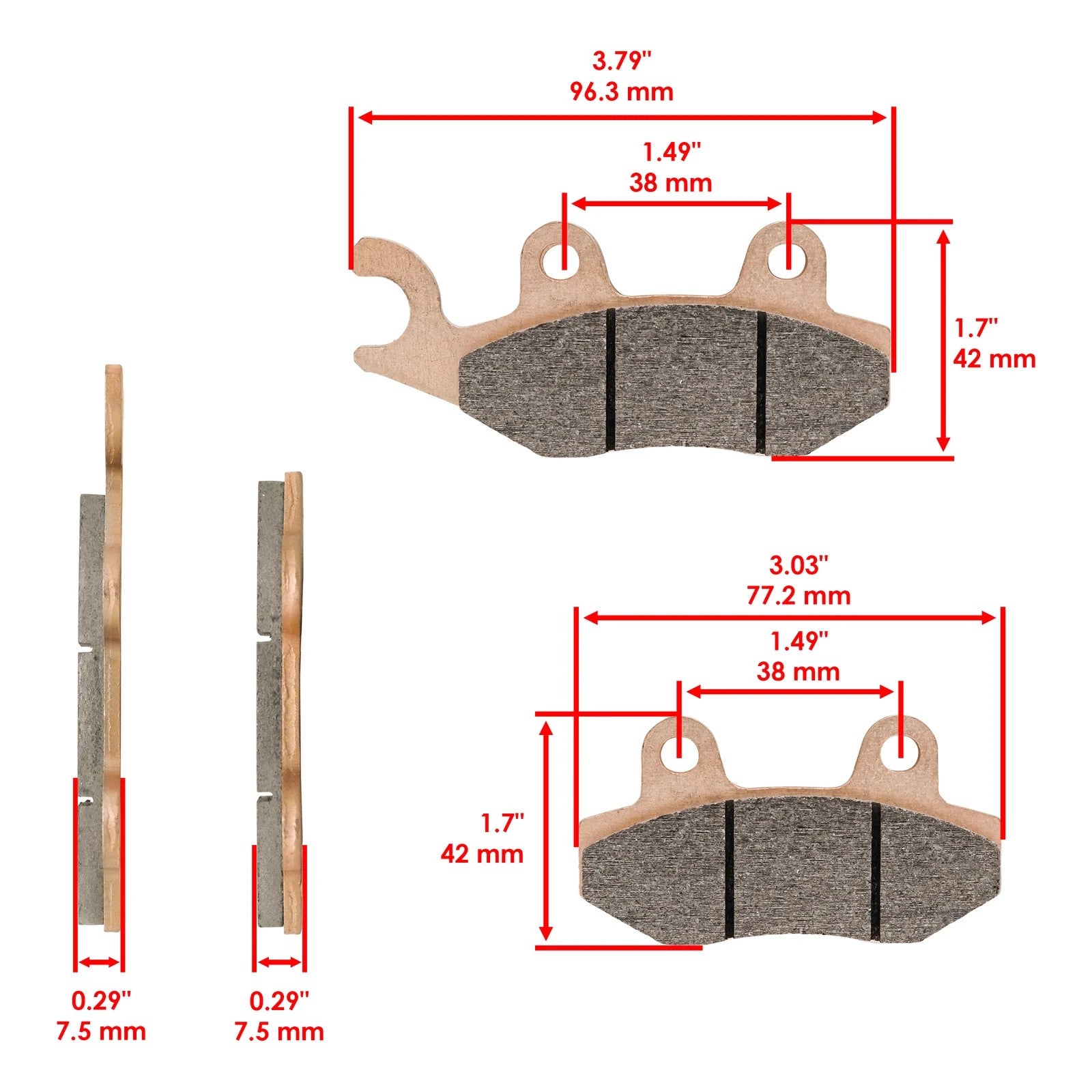 Sintered Front & Rear Brake Pads For Can-Am Maverick 1000 / Maverick 1000R 13-18