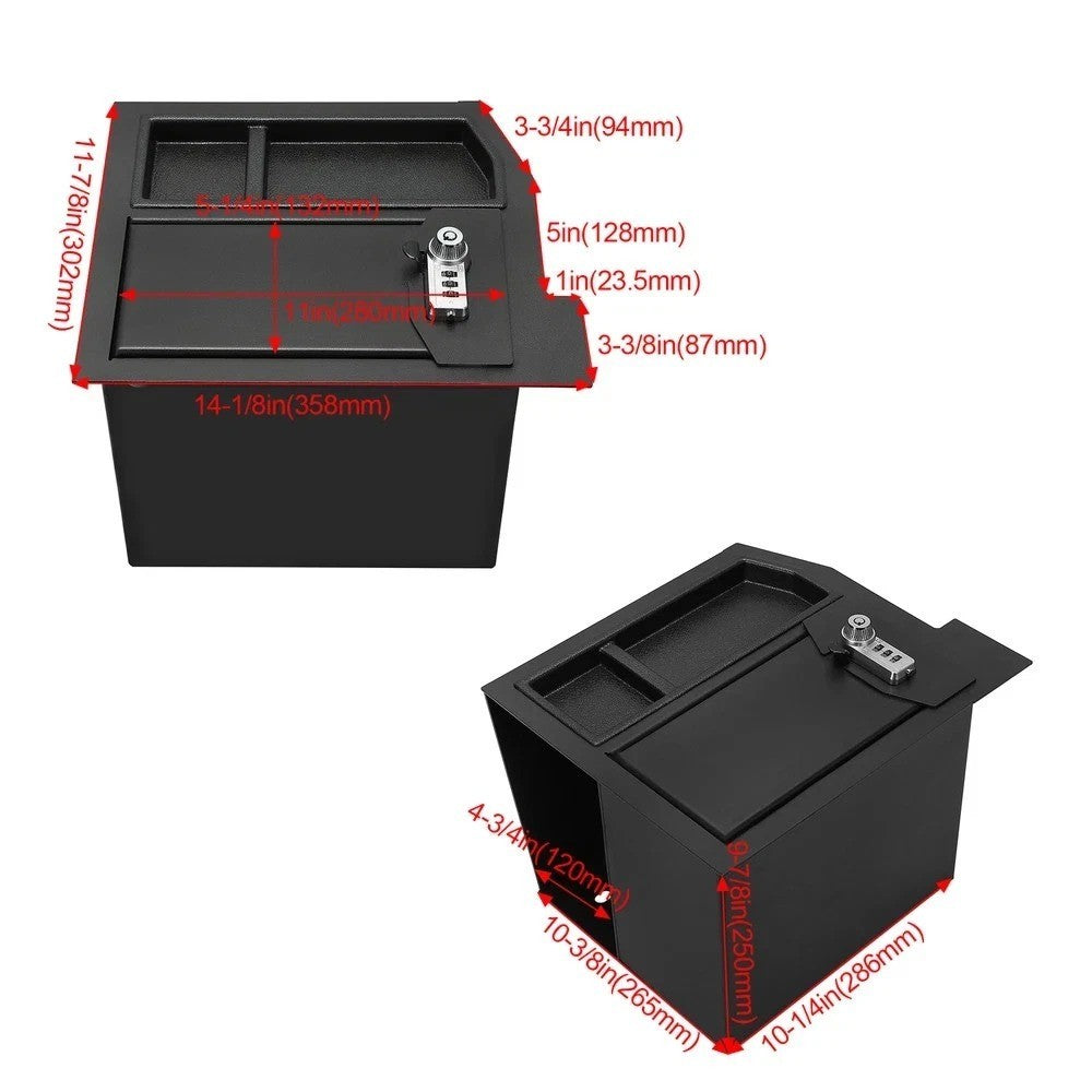 For Toyota 08-21 Sequoia Tundra 07-13 3-Digit Center Console Safe Box With KEY