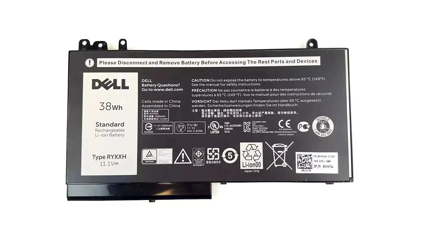 NEW Genuine 38WH RYXXH Battery For Dell Latitude 11 3150 3160 5000 E5250 E5450