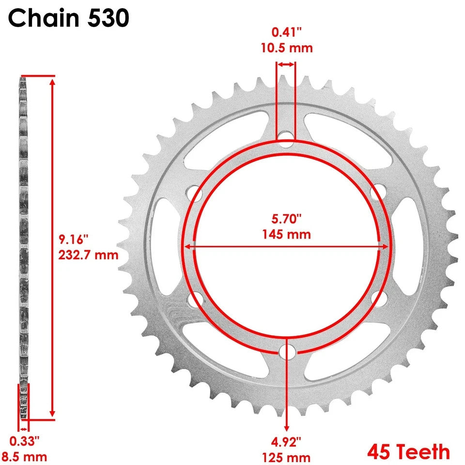 Black Drive Chain And Sprocket Kit for Yamaha FZR600R 1990-1999