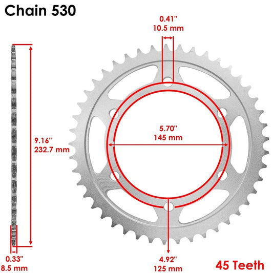 Black Drive Chain And Sprocket Kit for Yamaha FZR600R 1990-1999