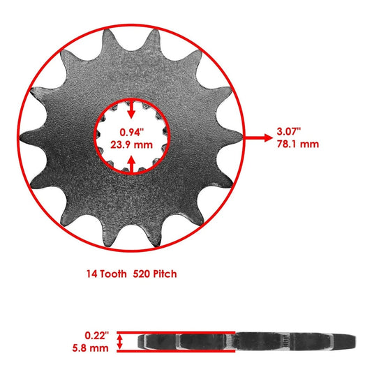Black Drive Chain And Sprocket Kit for Yamaha YZ250 YZ250X 1999-2018