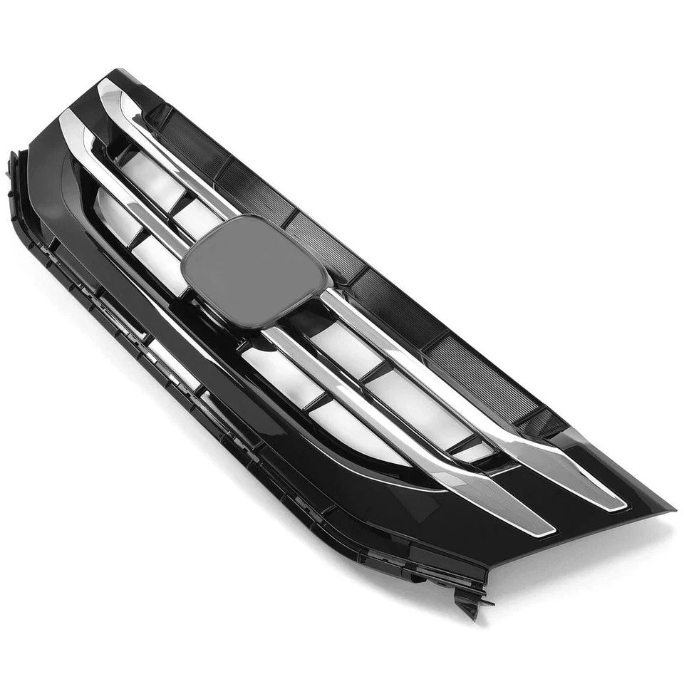 Bumper Upper Grille Fits 2014-2017 Honda Odyssey Black Front Grill W/Chrome Trim