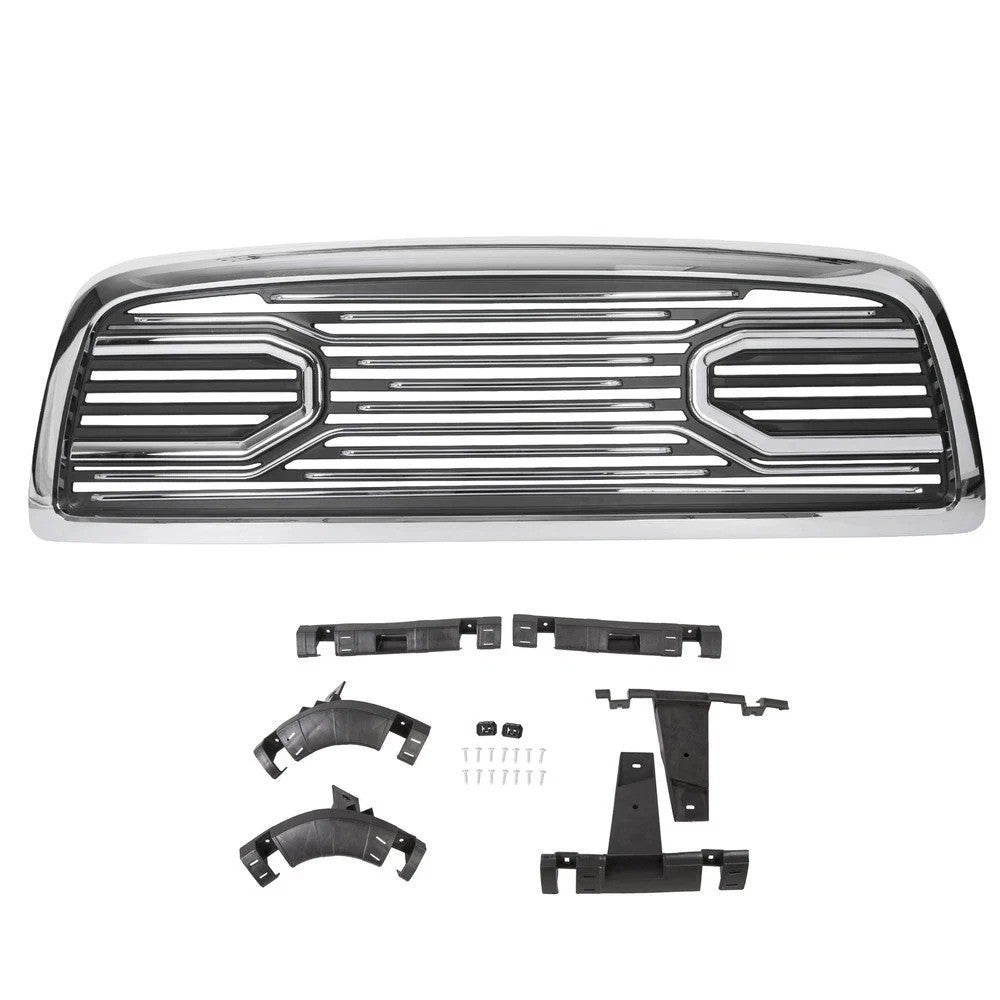 HECASA Big Horn Chrome Grille+Replacement Shell for 2009-2012 Dodge Ram 1500