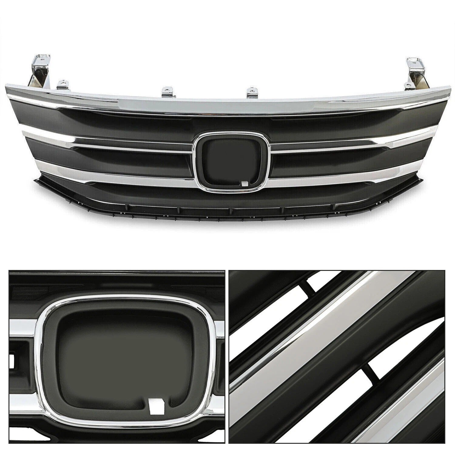 All-in-one Front Black Grill w/ Chrome Molding Trim For Honda Odyssey 2011-2013