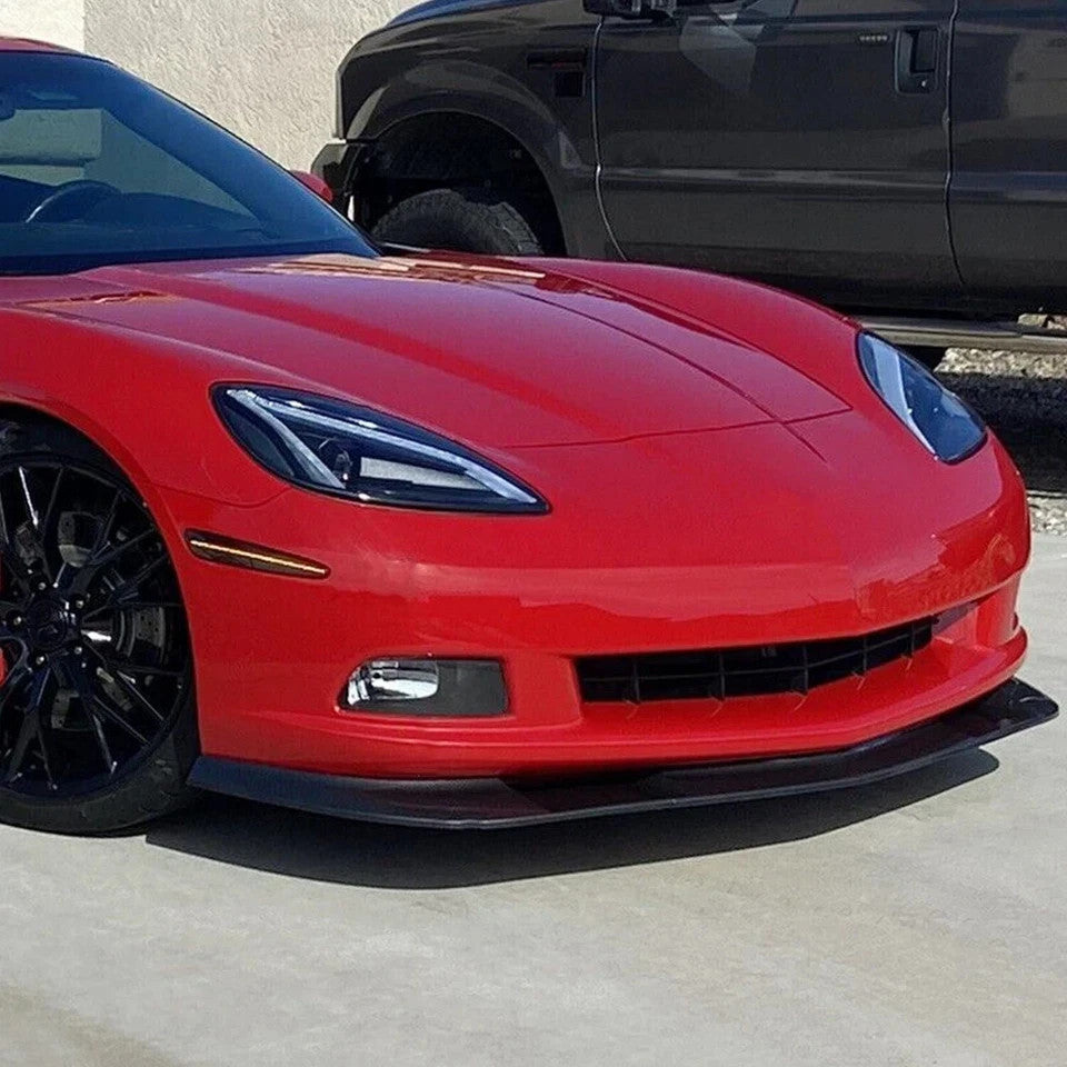 HECASA For 05-13 Corvette C6 Base Front Lip Splitter ZR1 Style Carbon Fiber Look