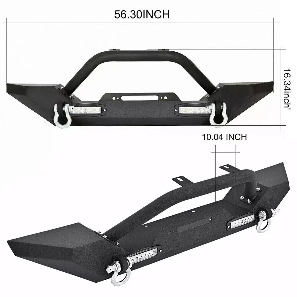 Front Bumper W/ Winch Plate D-Rings LED Light ForJeep Wrangler TJ YJ 87-06 1997