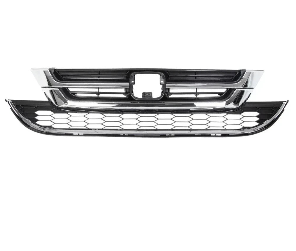 Fits Honda 2010-2011 CRV CR-V Chrome Front Upper & Lower Honeycomb Grill Grille