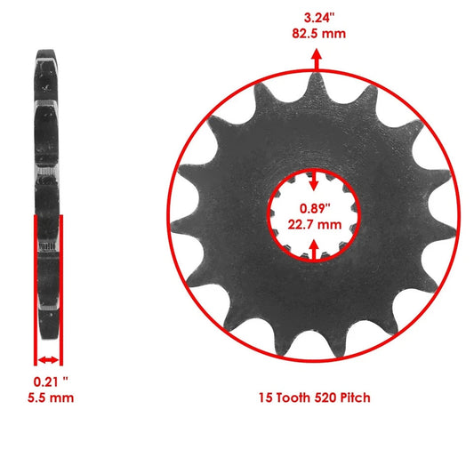 Black Drive Chain And Sprocket Kit for Yamaha Tt500 1976-1981