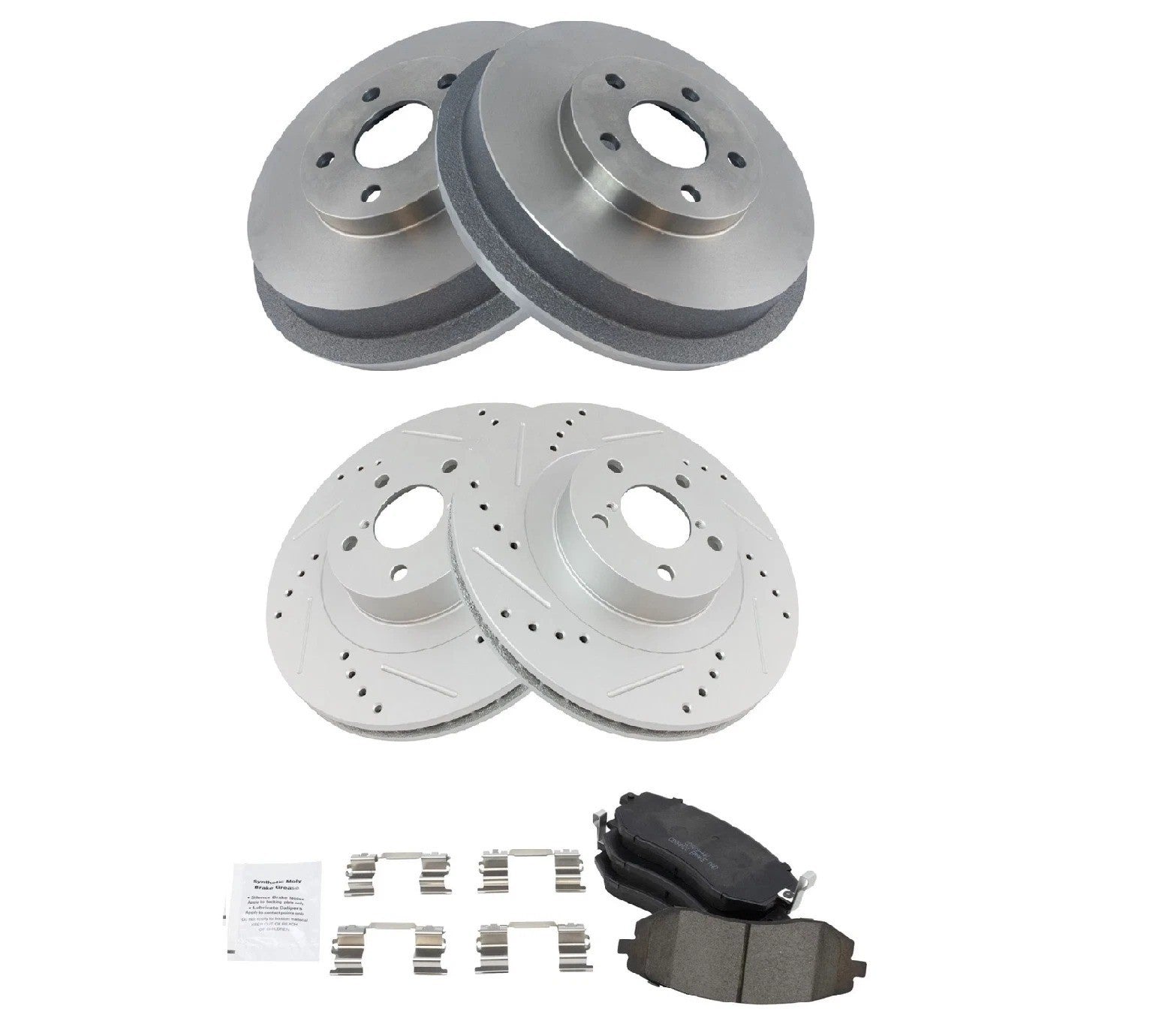Front & Rear Brake Pad & Rotor,Shoe & Drum Kit Fits 2003-2008 Subaru Forester