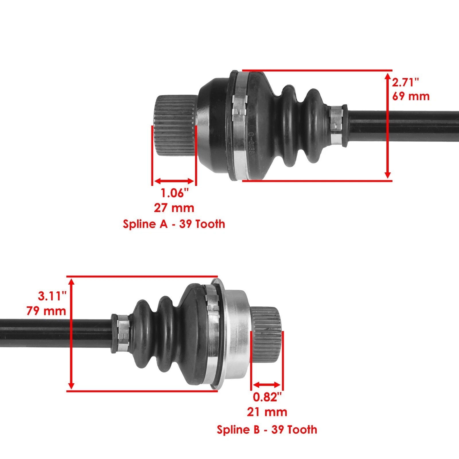 Front Differential Drive Shaft And Couplers for Yamaha Grizzly 660 YFM660 03-08