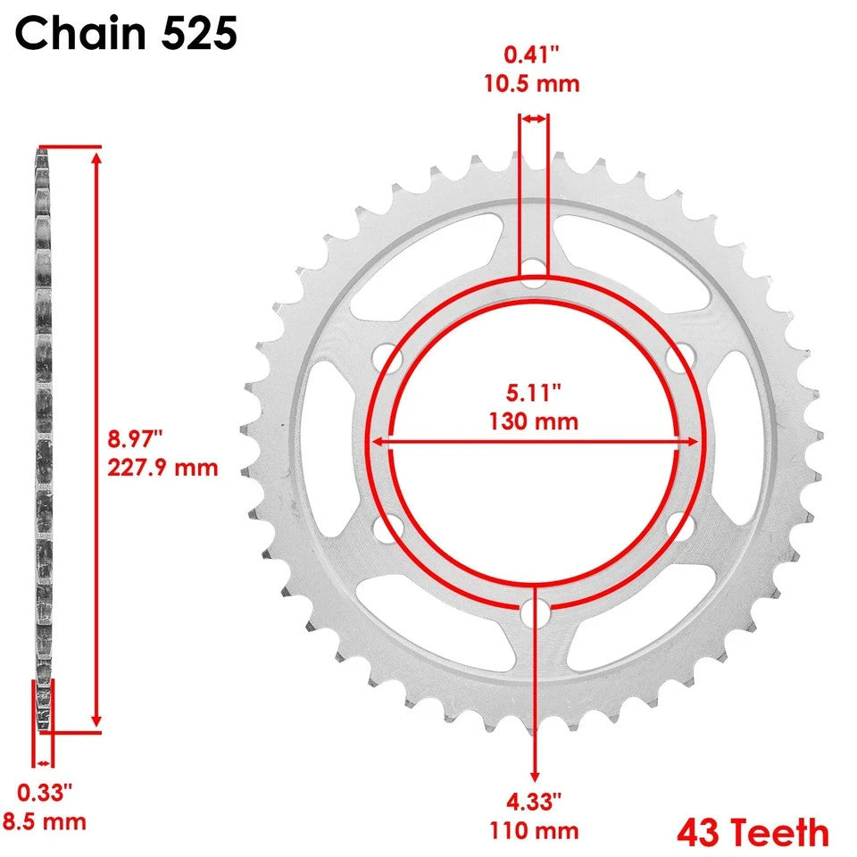 Black Drive Chain And Sprocket Kit for Suzuki GSX-R600 2011-2018