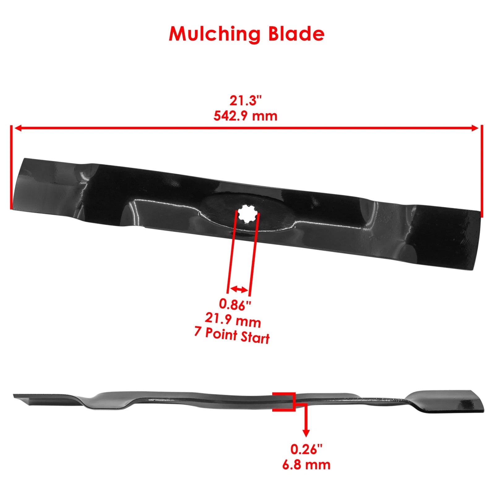 Caltric 21 3/8 inch 7 Point Star 42X" Deck Mulching Blade For John Deere