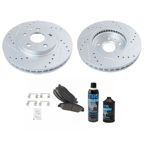Front Ceramic Brake Pad Performance Coated Rotor Kit w/Chemicals