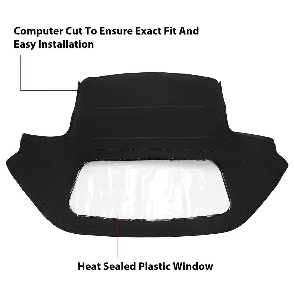 For Alfa Romeo Spider 1971-94 Convertible Soft Top Black Vinyl w/ Plastic Window