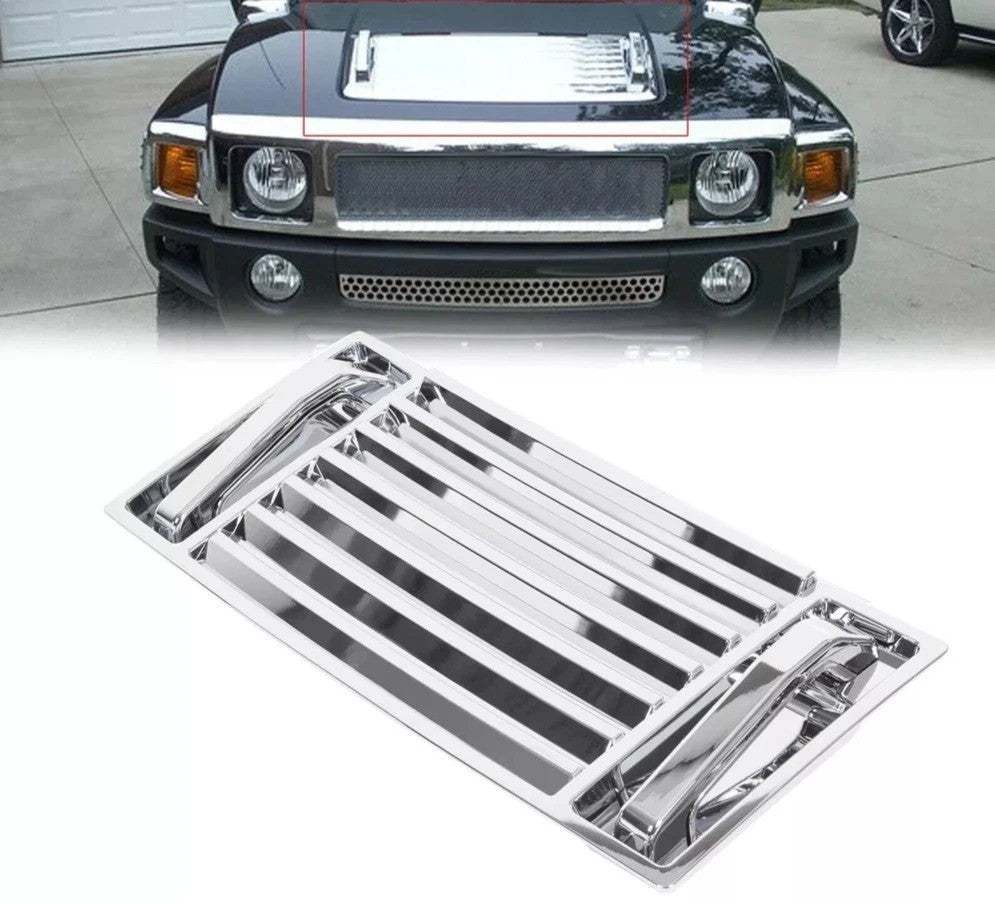 Chrome  Hood Deck Vent Cover W/ Aluminum Handle Covers Fits 2003-2009 Hummer H2