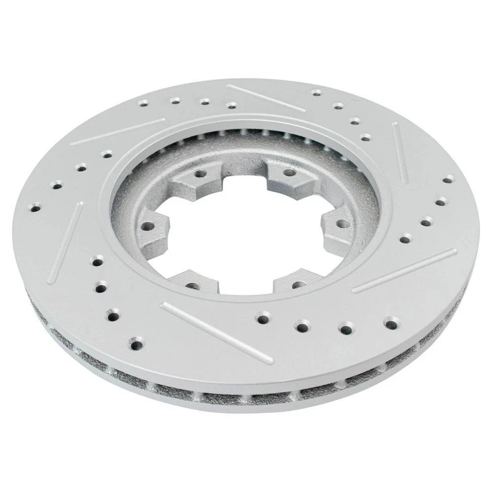 Brake Rotor Drilled & Slotted Coated & Ceramic Pad Front Set for Nissan