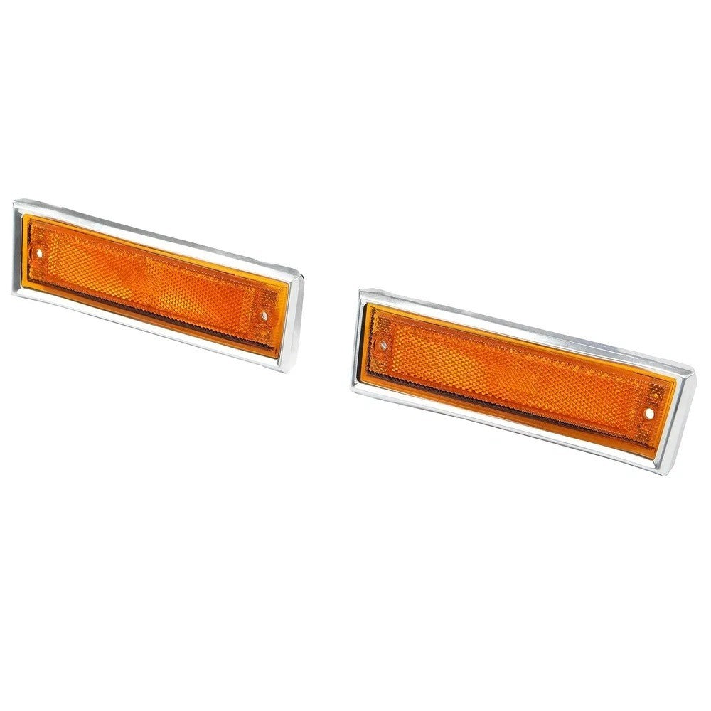 HECASA For 81-91 Chevy GMC C/K 10 Front Bumper Side Marker Lights Fender Lamps