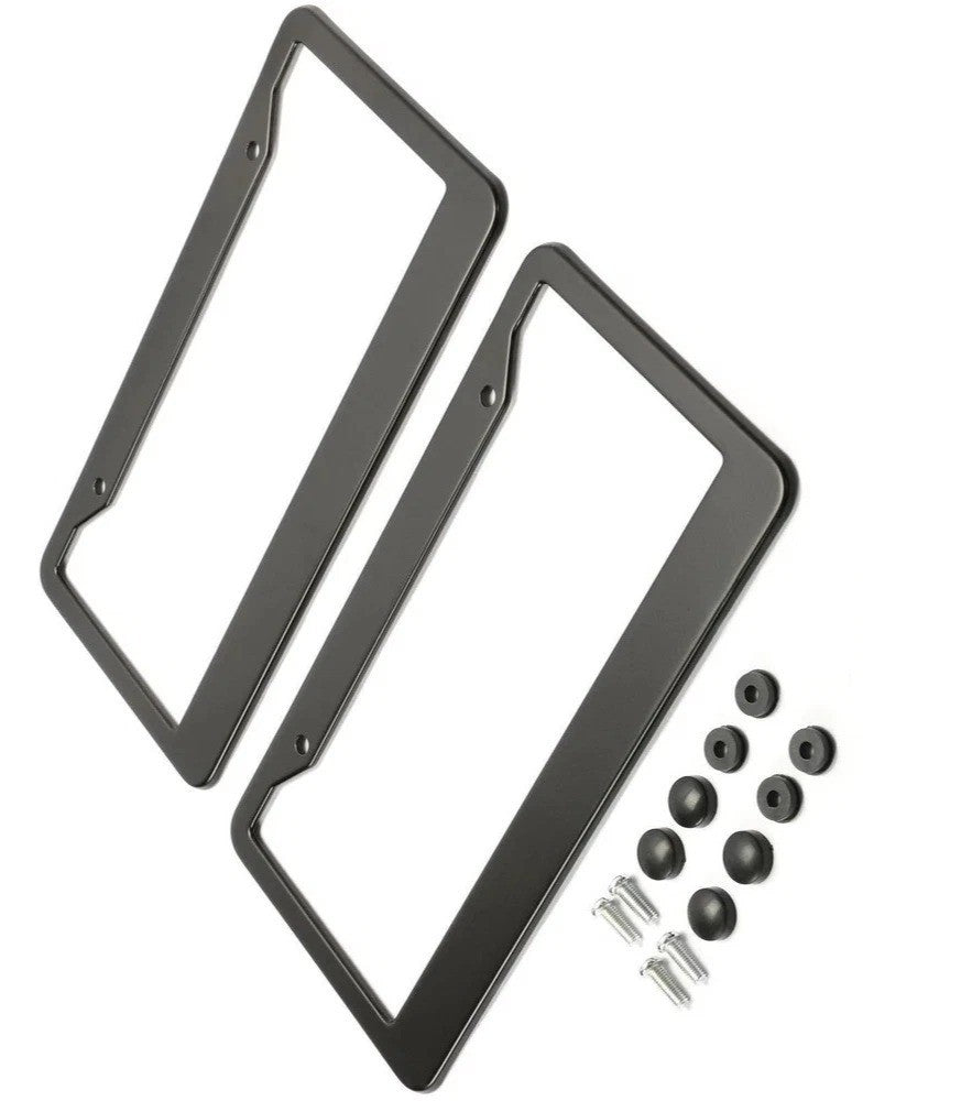 2PCS Stainless Steel Universal Black License Plate Frame Tag Cover Screw Caps