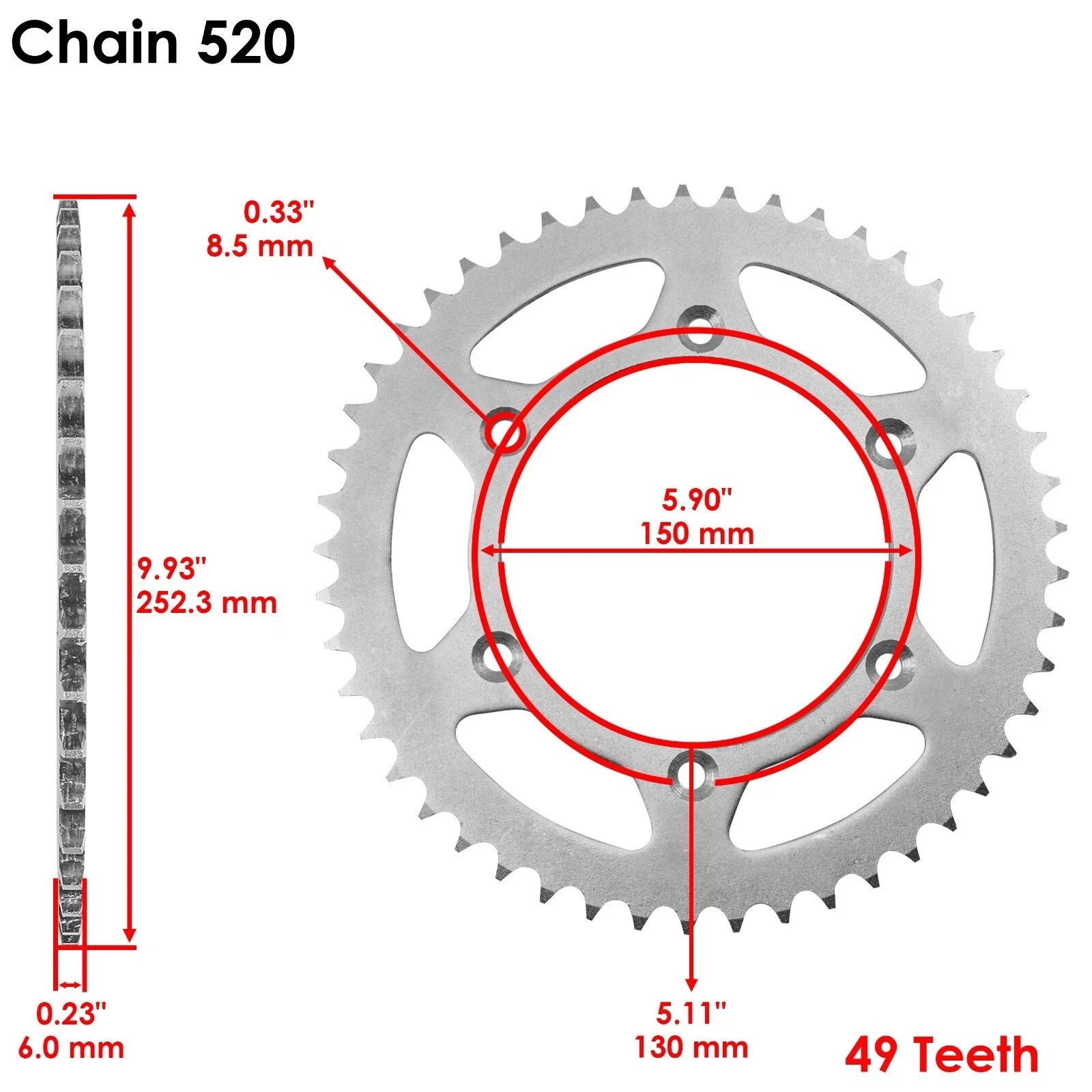 Gold O-Ring Drive Chain & Sprockets Kit for Yamaha YZ250F 2005-2009 2011
