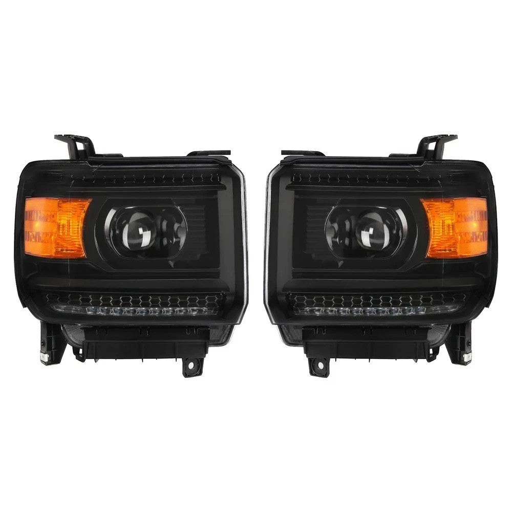 HECASA LED LH&RH Headlight Projector For 14-18 GMC Sierra 1500 15-19 2500 3500HD